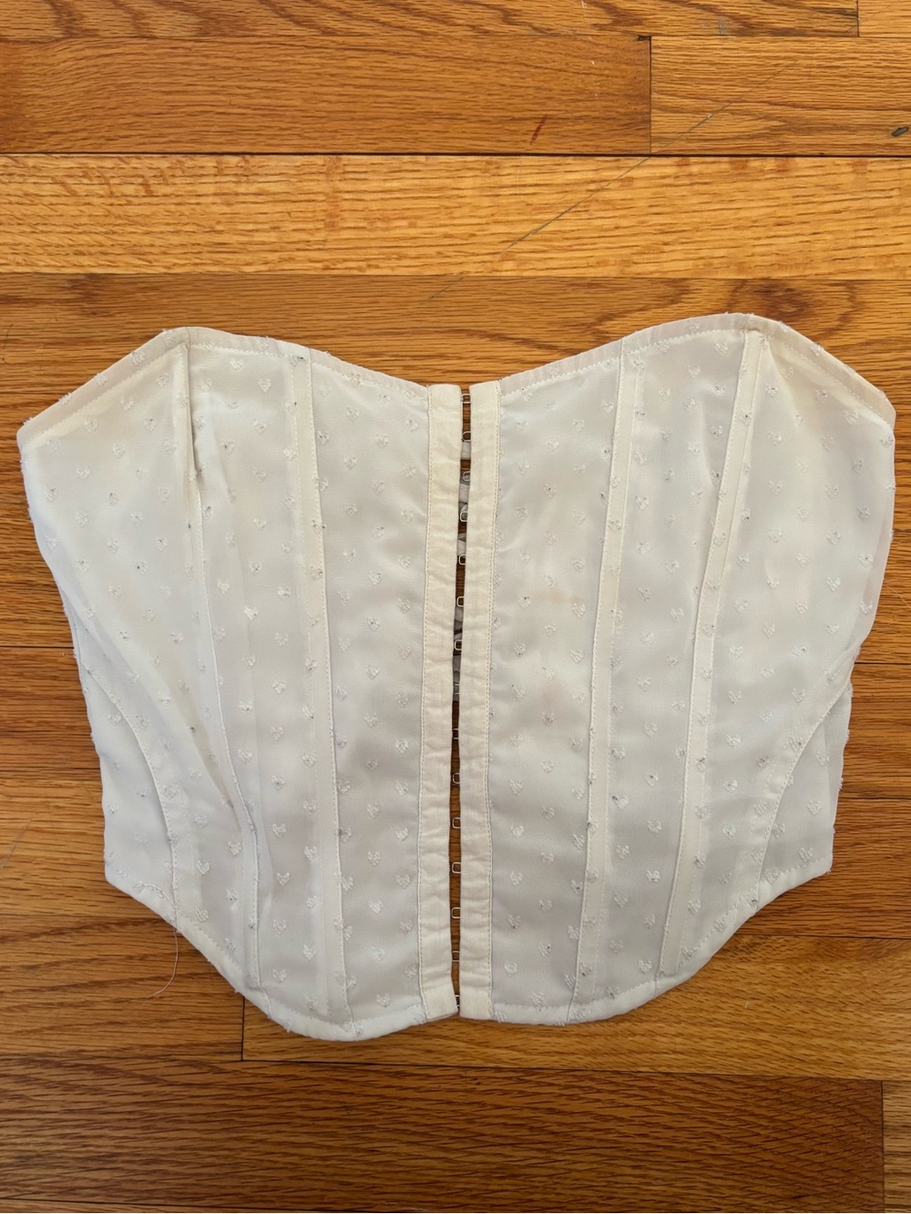 Kendall & Kylie Strapless White Bustier Corset Top Pleated Size XS Spring Summer